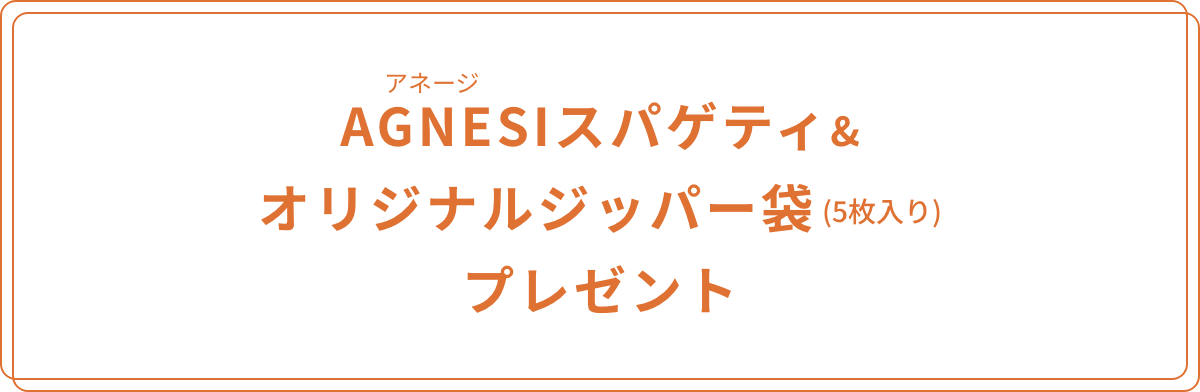 AGNESIスパゲティ&オリジナルジッパー袋(5枚入り)プレゼント