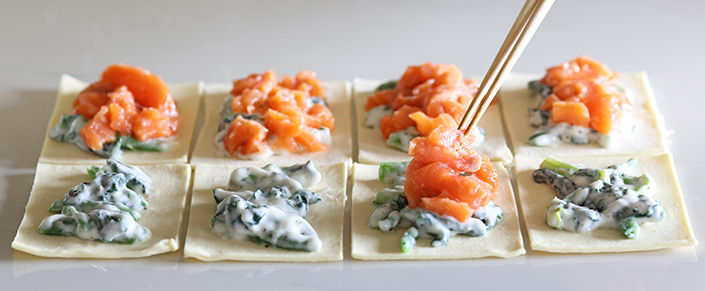 サーモンとほうれん草